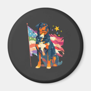 Patriotischer Rottweiler mit USA-Flaggen-Kunst Magnet