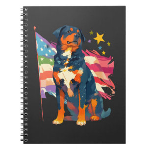 Patriotischer Rottweiler mit USA-Flaggen-Kunst Notizblock