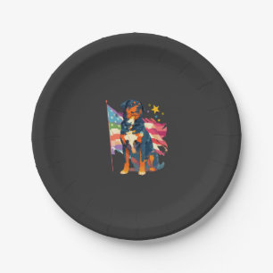 Patriotischer Rottweiler mit USA-Flaggen-Kunst Pappteller