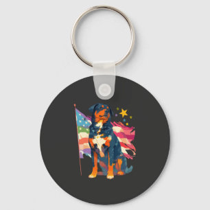 Patriotischer Rottweiler mit USA-Flaggen-Kunst Schlüsselanhänger
