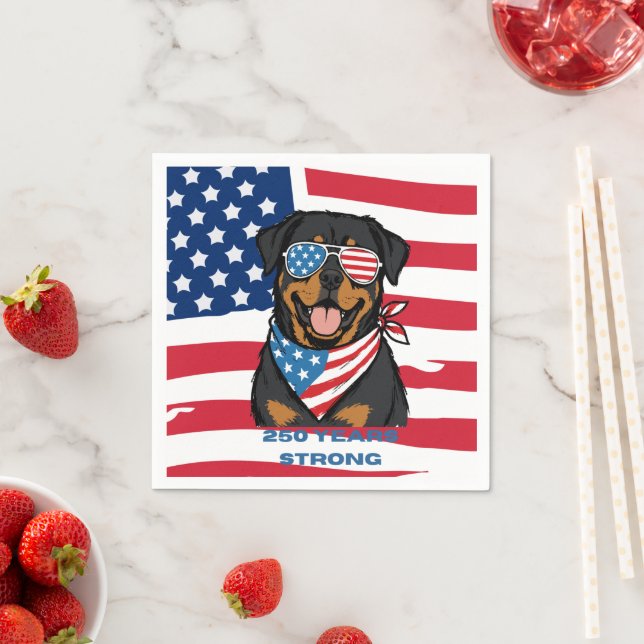Patriotischer Rottweiler  Serviette (Beispiel)