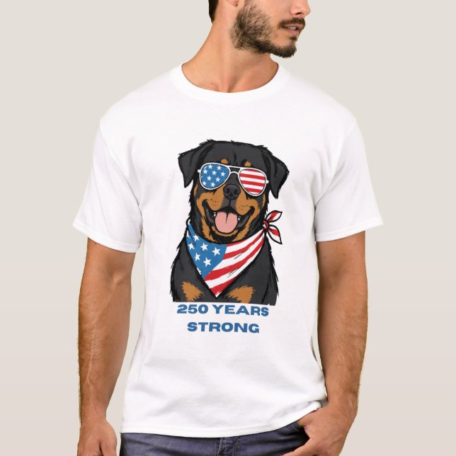 Patriotischer Rottweiler  T-Shirt (Vorderseite)