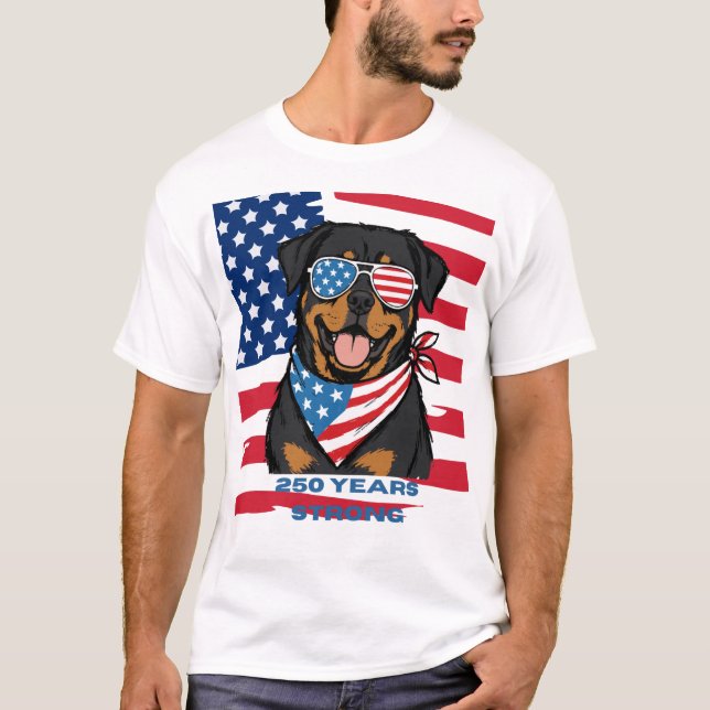 Patriotischer Rottweiler  T-Shirt (Vorderseite)