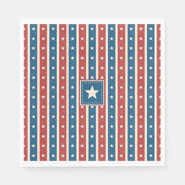 Patriotischer rustikaler amerikanischer Sterne und Serviette (Vorderseite)