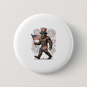 Patriotischer Sasquatch Feuerwerk Vintage Gravur D Button