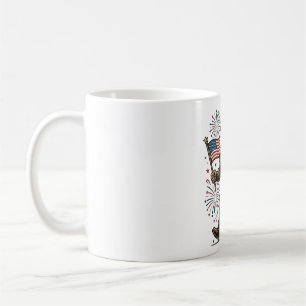Patriotischer Sasquatch Feuerwerk Vintage Gravur D Kaffeetasse