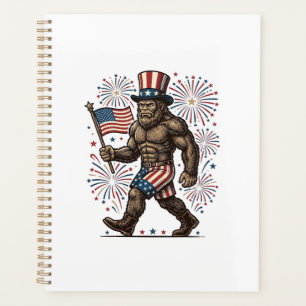 Patriotischer Sasquatch Feuerwerk Vintage Gravur D Planer