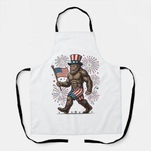 Patriotischer Sasquatch Feuerwerk Vintage Gravur D Schürze