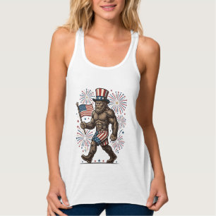 Patriotischer Sasquatch Feuerwerk Vintage Gravur D Tank Top