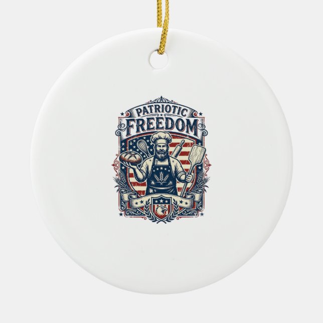 Patriotischer Sauerteigbäcker Keramik Ornament (Vorne)