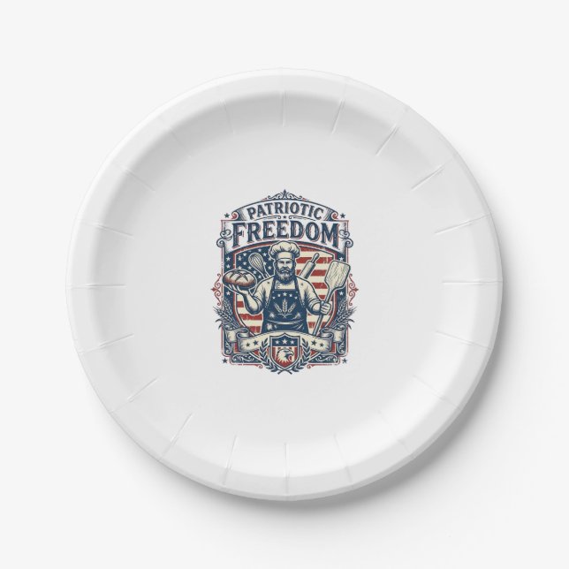Patriotischer Sauerteigbäcker Pappteller (Vorderseite)