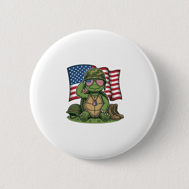 Patriotischer Schildkröten-Gruß Vektor-Design_1 Button (Vorderseite)