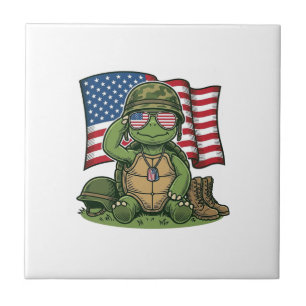 Patriotischer Schildkröten-Gruß Vektor-Design_1 Fliese