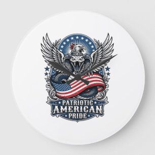 Patriotischer Schlangenschädel Liberty-Biest-Tier- Große Wanduhr