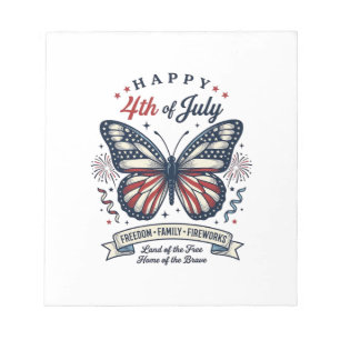 Patriotischer Schmetterling Frohes 4. Juli-Shirt-D Notizblock
