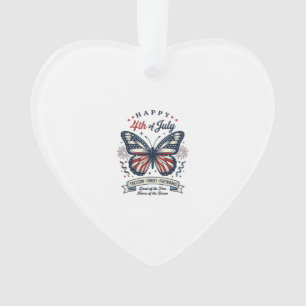 Patriotischer Schmetterling Frohes 4. Juli-Shirt-D Ornament