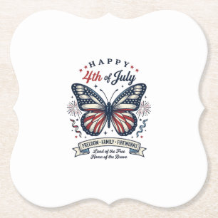 Patriotischer Schmetterling Frohes 4. Juli-Shirt-D Untersetzer