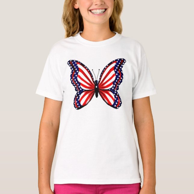 Patriotischer Schmetterling T-Shirt (Vorderseite)