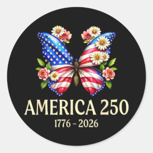 Patriotischer Schmetterling USA 250. Jubiläum 1776 Runder Aufkleber