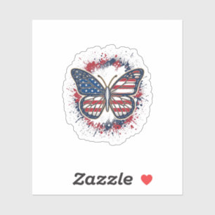 Patriotischer Schmetterling Vintage-Stich Vektor-D Aufkleber