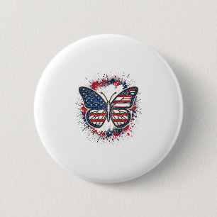 Patriotischer Schmetterling Vintage-Stich Vektor-D Button