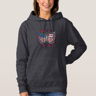Patriotischer Schmetterling Vintage-Stich Vektor-D Hoodie
