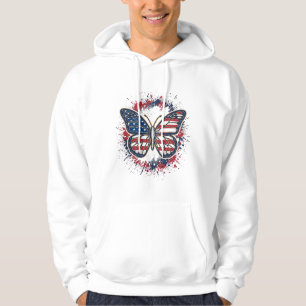 Patriotischer Schmetterling Vintage-Stich Vektor-D Hoodie