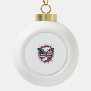 Patriotischer Schmetterling Vintage-Stich Vektor-D Keramik Kugel-Ornament