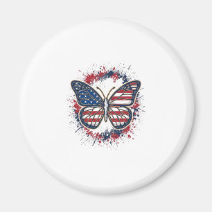 Patriotischer Schmetterling Vintage-Stich Vektor-D Magnet