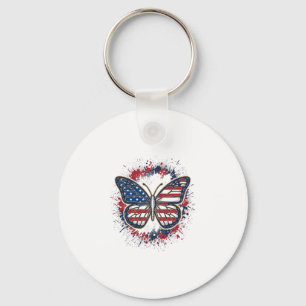 Patriotischer Schmetterling Vintage-Stich Vektor-D Schlüsselanhänger