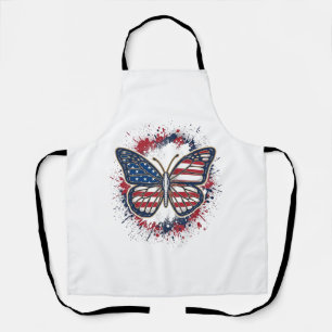 Patriotischer Schmetterling Vintage-Stich Vektor-D Schürze