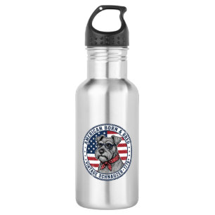 Patriotischer Schnauzer Hund Vintage Edelstahlflasche