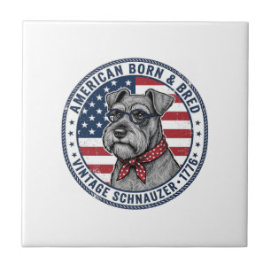 Patriotischer Schnauzer Hund Vintage Fliese