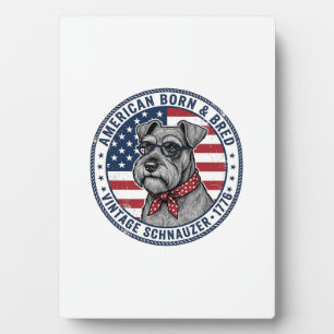 Patriotischer Schnauzer Hund Vintage Fotoplatte
