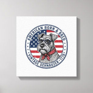 Patriotischer Schnauzer Hund Vintage Leinwanddruck
