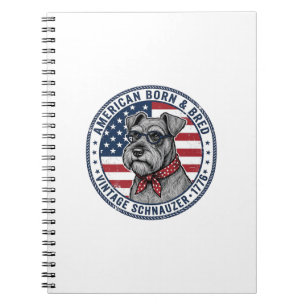 Patriotischer Schnauzer Hund Vintage Notizblock
