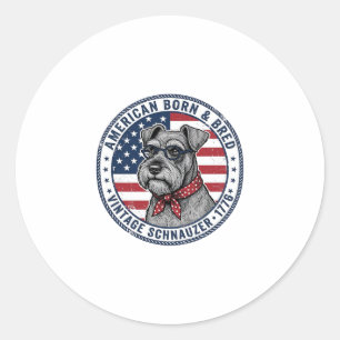 Patriotischer Schnauzer Hund Vintage Runder Aufkleber