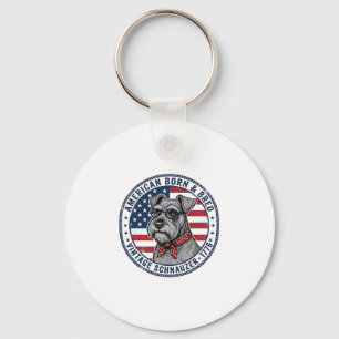 Patriotischer Schnauzer Hund Vintage Schlüsselanhänger
