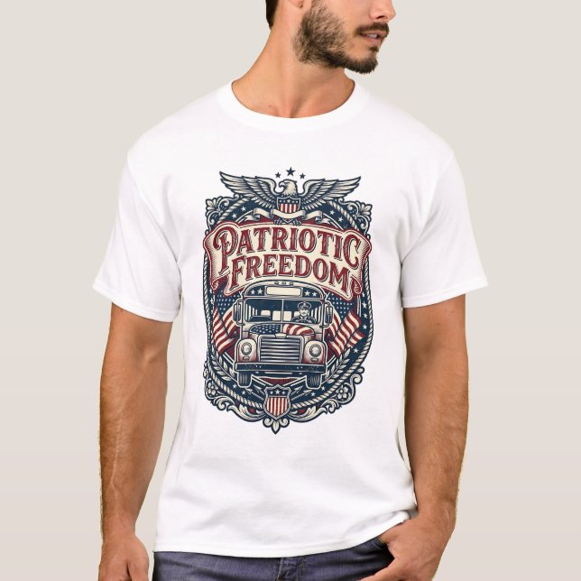 Patriotischer Schulbusfahrer T-Shirt (Vorderseite)