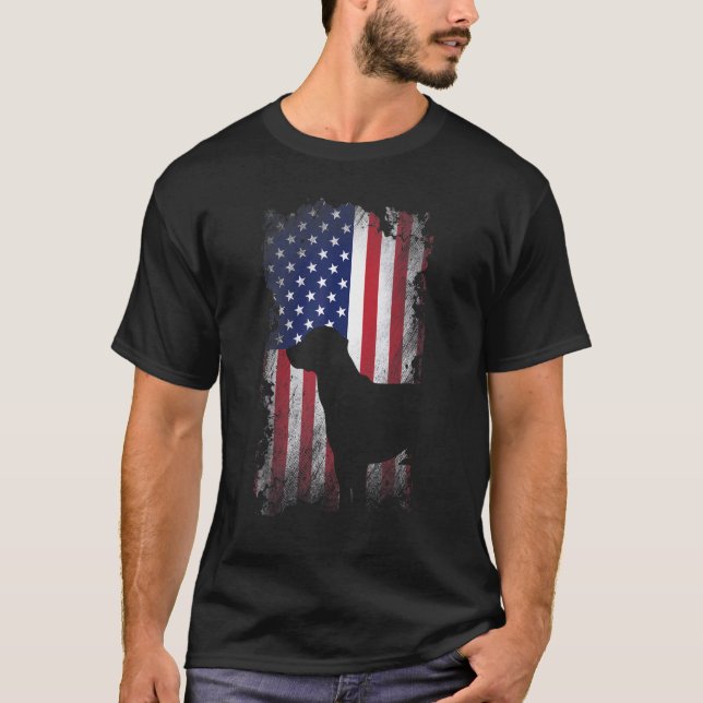 Patriotischer Schwarzer Lab Amerikanischer Flaggen T-Shirt (Vorderseite)