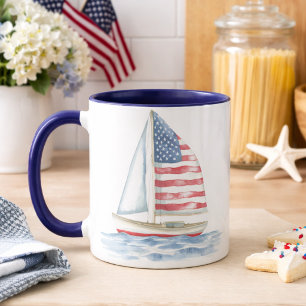 Patriotischer Segelboot Küsten-Americana Kaffeebec Tasse