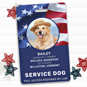 Patriotischer Servicehund Amerikanische Flagge Fot Ausweis