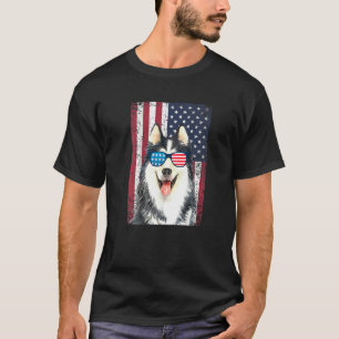 Patriotischer sibirischer Husky Hund 4. Juli USA T-Shirt