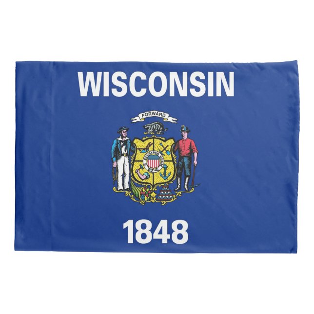 Patriotischer Single Pillowcase Flagge Wisconsin,  Kissenbezug (Rückseite)