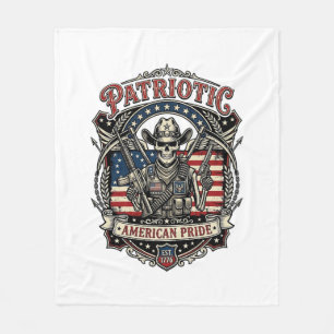 Patriotischer Skelett-Cowboy Dunkler Patriot Skele Fleecedecke