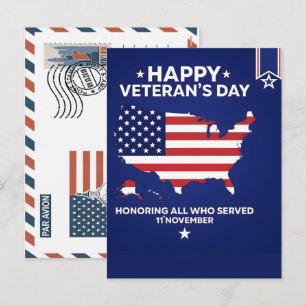 Patriotischer Soldat mit US-Flagge Postkarte