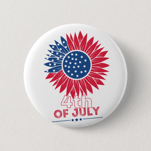 Patriotischer Sonnenblumenblume Amerikanische Unab Button (Vorderseite)