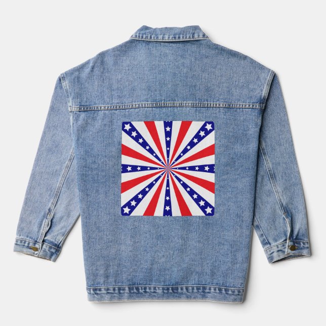 Patriotischer Sonnenstrahl Jeansjacke (Rückseite)