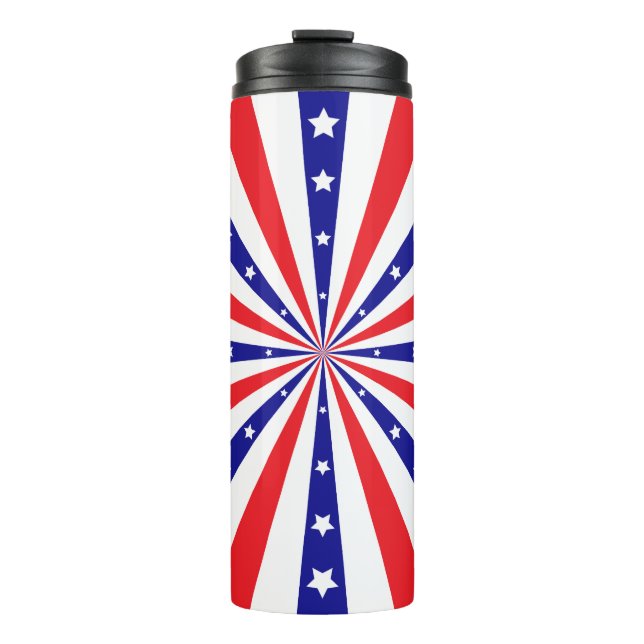 Patriotischer Sonnenstrahl Thermosbecher (Vorderseite)