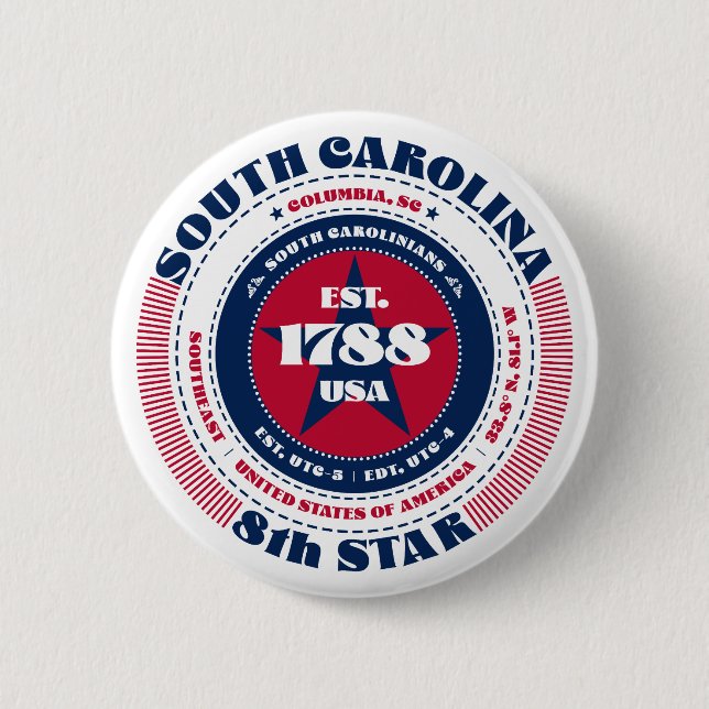Patriotischer South Carolina Circle mit Staat Deta Button (Vorderseite)